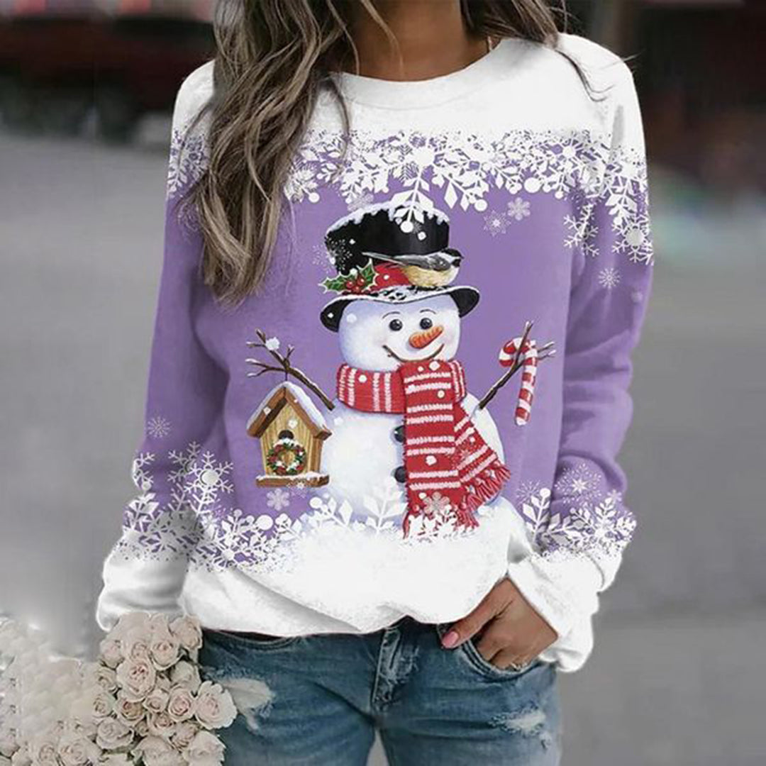 Pull de Noël Femme Bonhomme de Neige – Pull Festif Chaud et Rigolo
