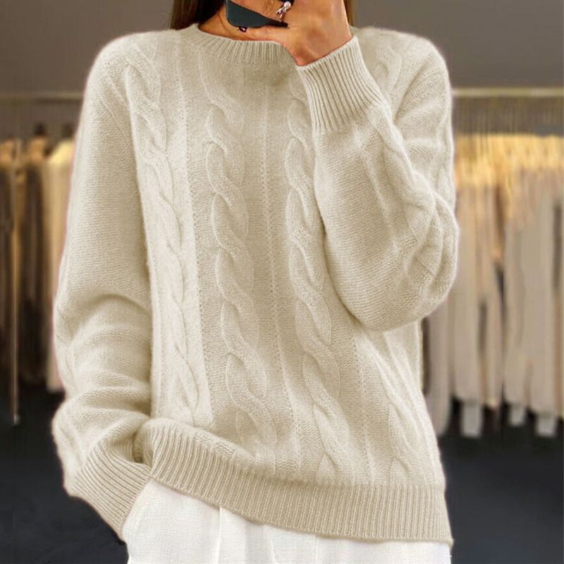Pull Torsadé Femme Automne Hiver – Pull Chaud Élégant, Doux, Confortable et Facile à Assortir