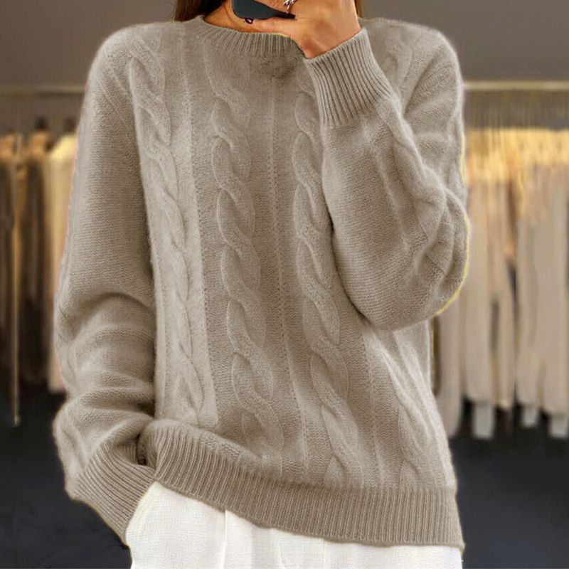 Pull Torsadé Femme Automne Hiver – Pull Chaud Élégant, Doux, Confortable et Facile à Assortir
