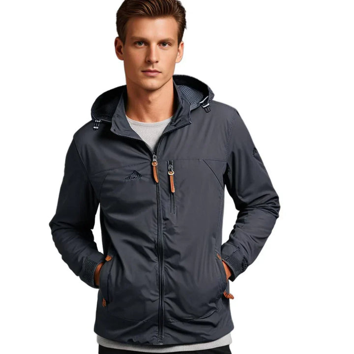 Alain Veste Outdoor Homme Imperméable – Coupe-Vent en Polyamide avec Capuche Ajustable