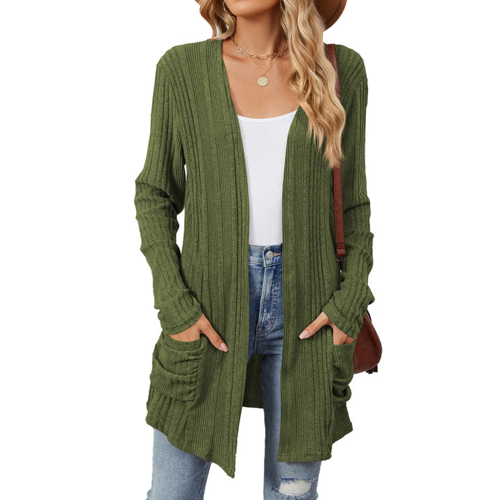 Isabelle Cardigan Long Femme – Gilet Tricot Côtelé Ouvert avec Poches &amp; Coupe Décontractée
