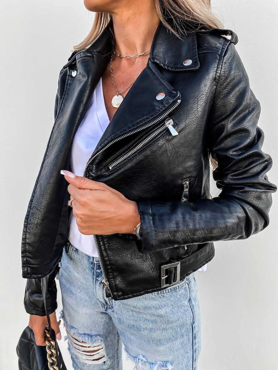 Maxine Veste Femme – Veste en Cuir Élégante &amp; Intemporelle au Style Chic Moderne