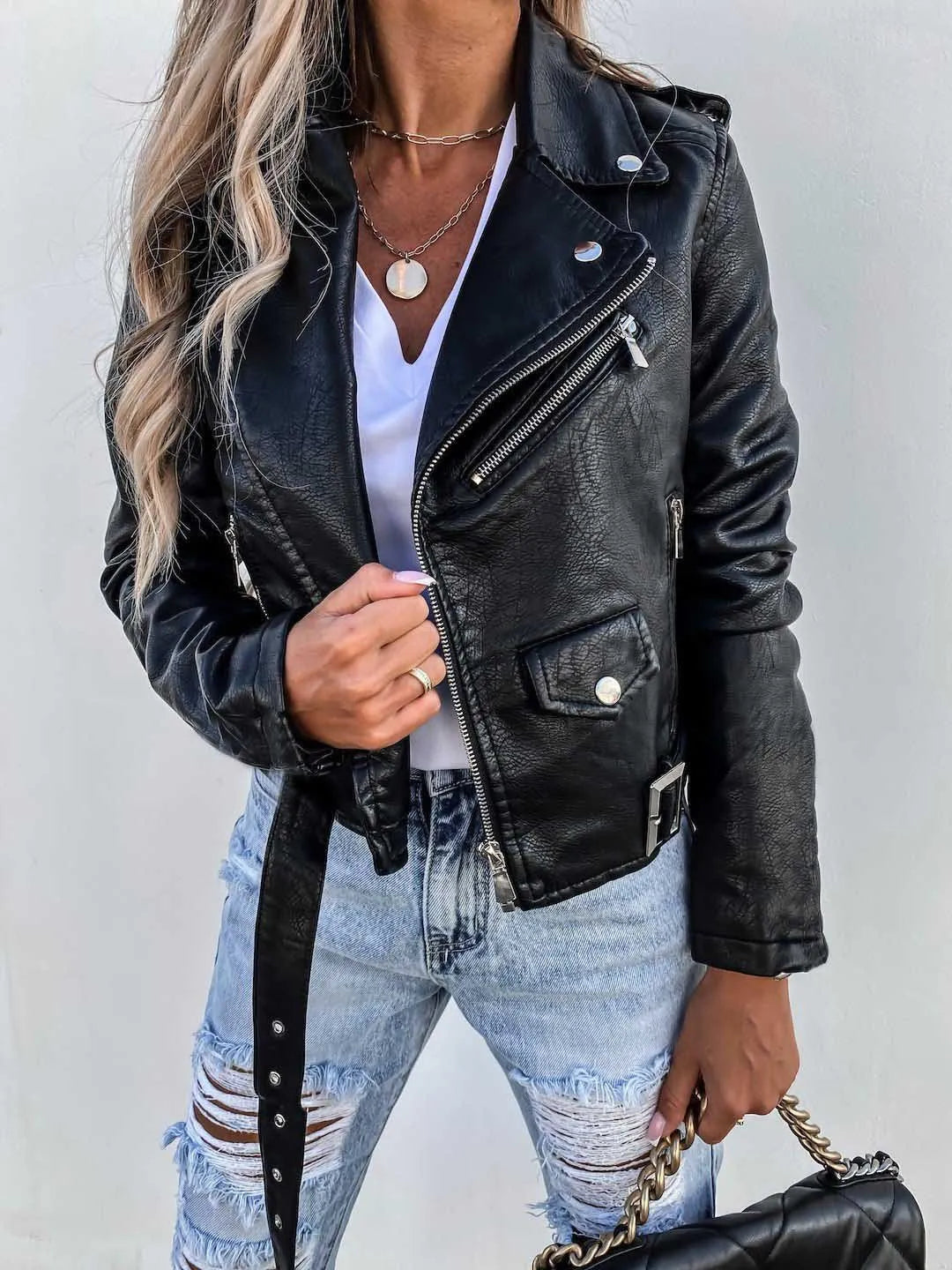 Maxine Veste Femme – Veste en Cuir Élégante &amp; Intemporelle au Style Chic Moderne