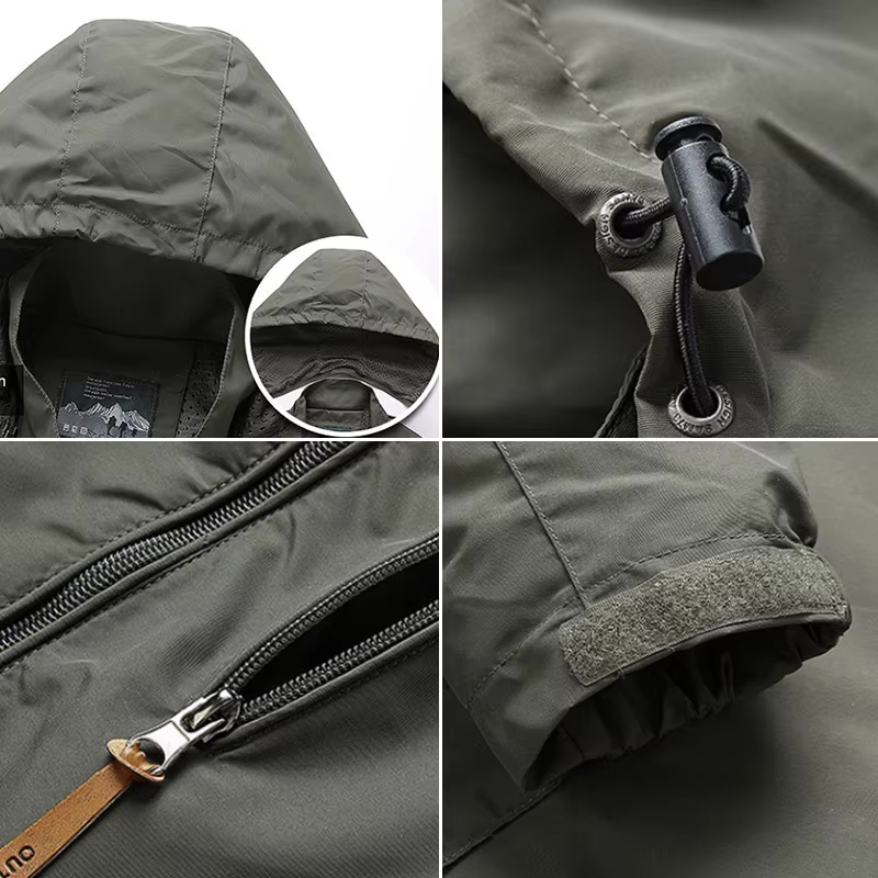Alain Veste Outdoor Homme Imperméable – Coupe-Vent en Polyamide avec Capuche Ajustable