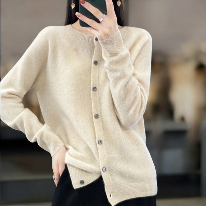 Rhea | Cardigan en Laine Mérinos Léger pour Femmes | Classique de Tous les Jours