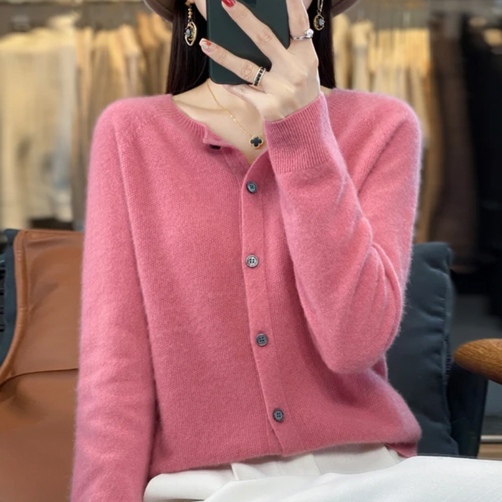 Rhea | Cardigan en Laine Mérinos Léger pour Femmes | Classique de Tous les Jours