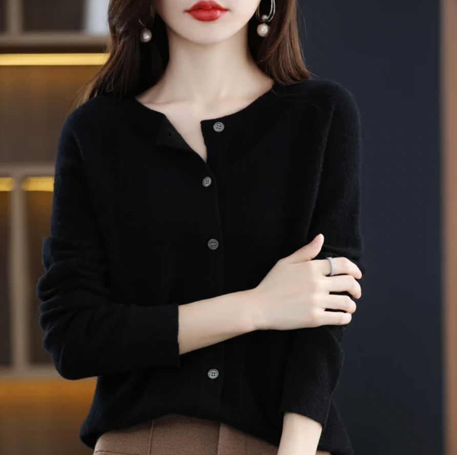 Rhea | Cardigan en Laine Mérinos Léger pour Femmes | Classique de Tous les Jours