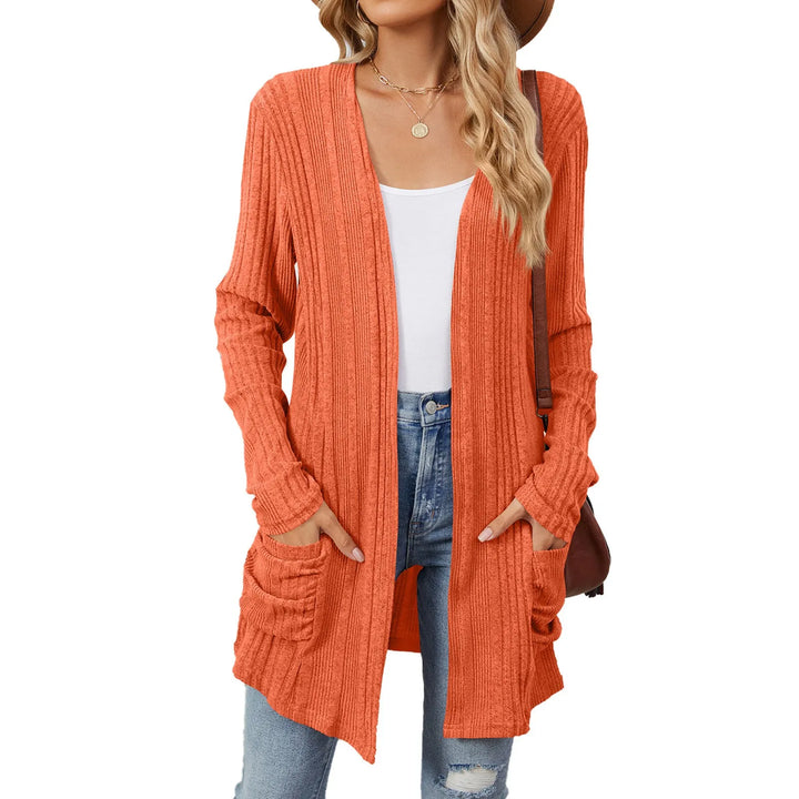 Isabelle Cardigan Long Femme – Gilet Tricot Côtelé Ouvert avec Poches &amp; Coupe Décontractée