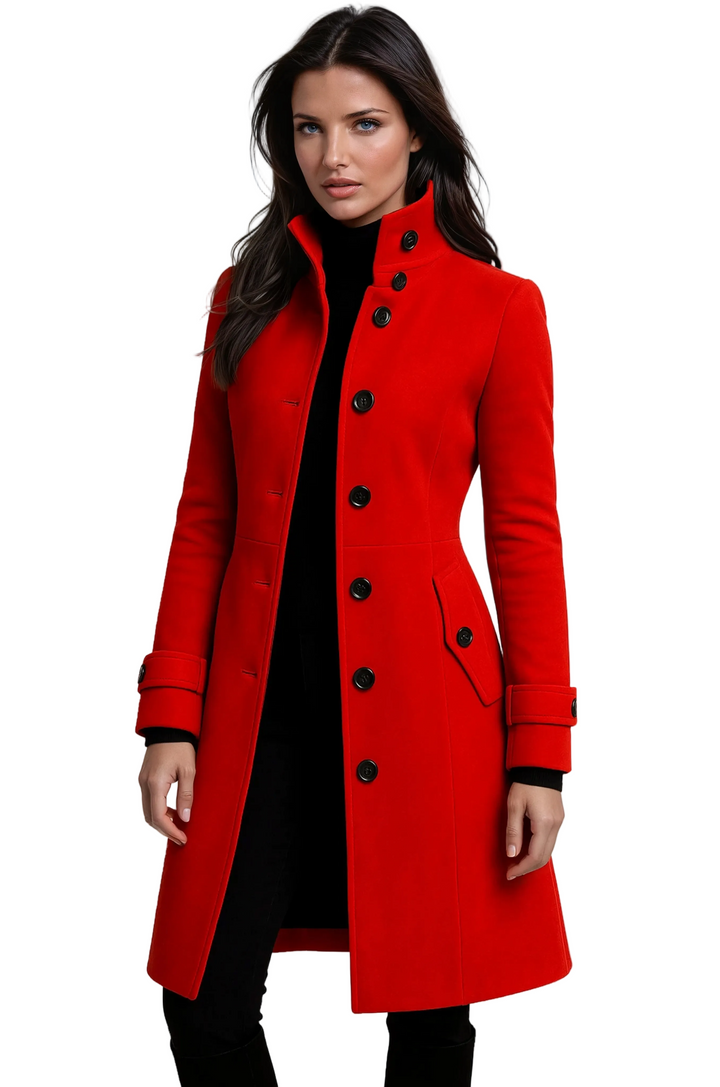 Sandy Trenchcoat Femme – Manteau Hiver avec Col Haut &amp; Coupe Cintrée Élégante