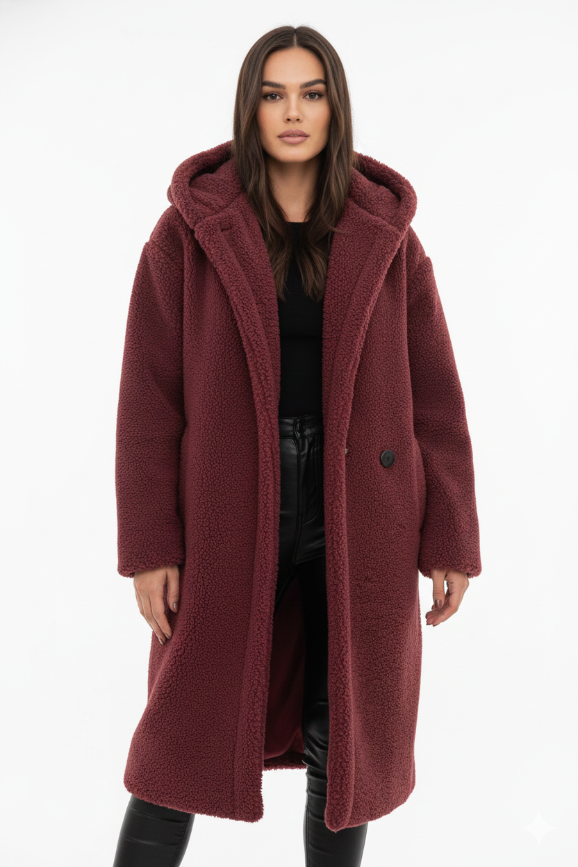 Nelia Manteau Teddy Femme – Veste Oversize Douce &amp; Chaude pour Looks Hiver Élégants