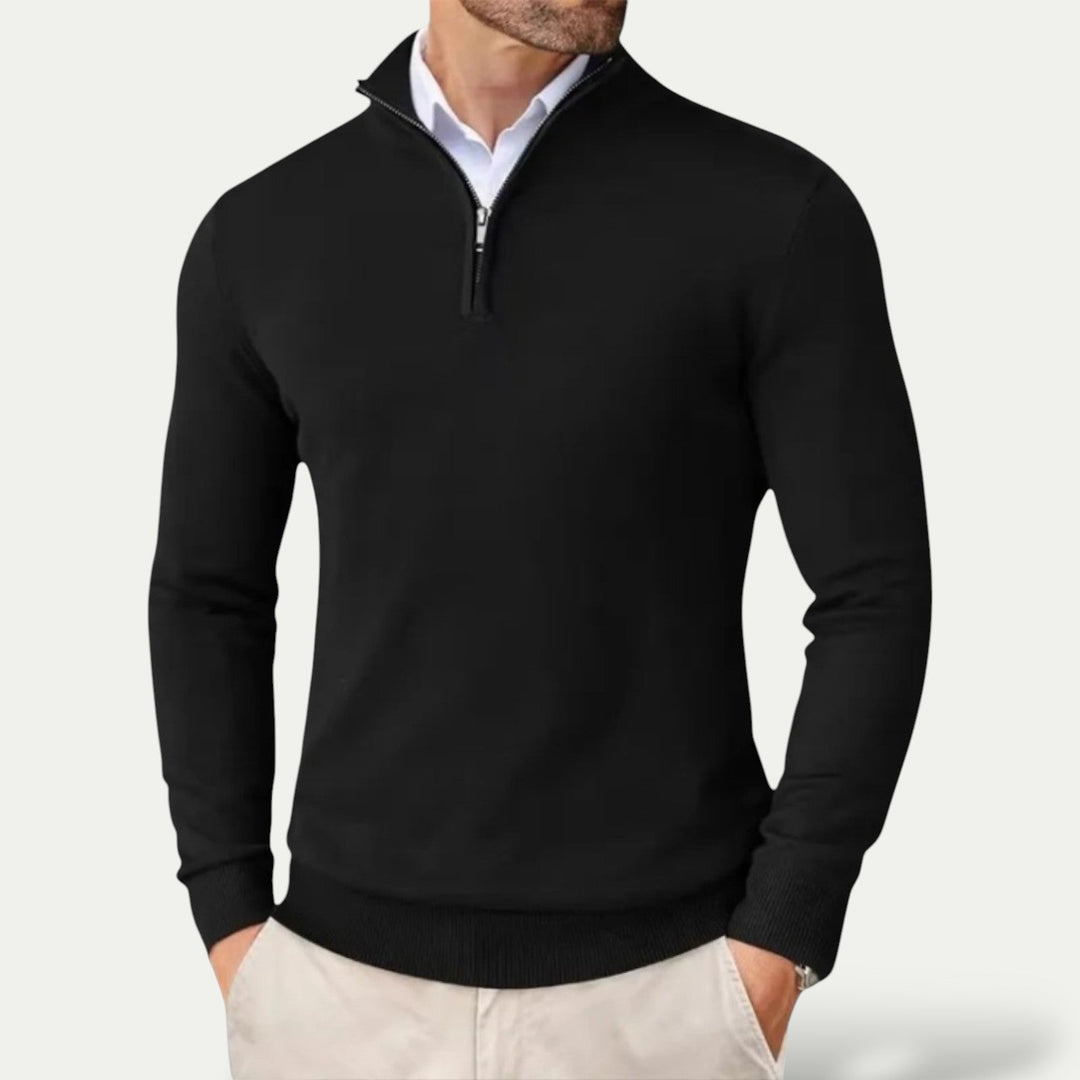 Pull Col Montant Homme Demi-Zip – Pull Doux Coupe Ajustée, Élégant et Chaud pour l&