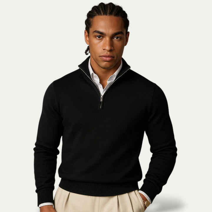 Pull Col Montant Homme Demi-Zip – Pull Doux Coupe Ajustée, Élégant et Chaud pour l&