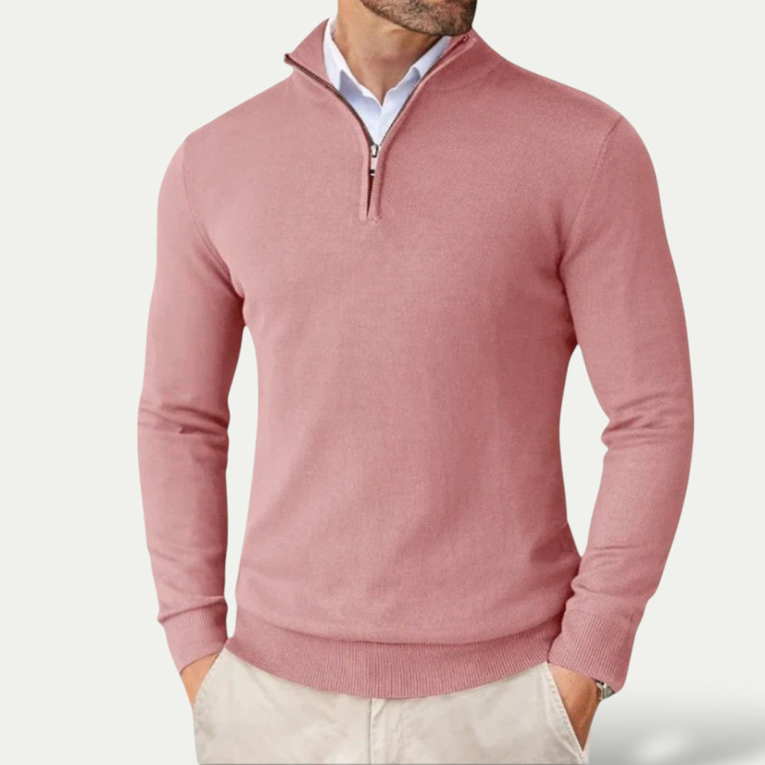 Pull Col Montant Homme Demi-Zip – Pull Doux Coupe Ajustée, Élégant et Chaud pour l&