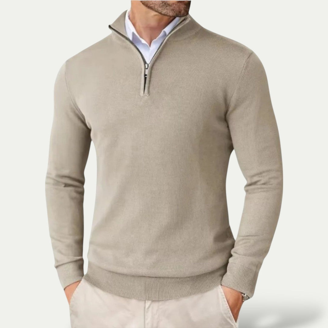 Pull Col Montant Homme Demi-Zip – Pull Doux Coupe Ajustée, Élégant et Chaud pour l&