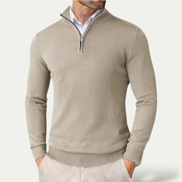 Pull Col Montant Homme Demi-Zip – Pull Doux Coupe Ajustée, Élégant et Chaud pour l&