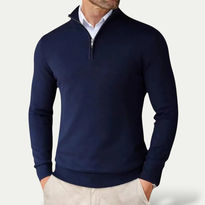 Pull Col Montant Homme Demi-Zip – Pull Doux Coupe Ajustée, Élégant et Chaud pour l&