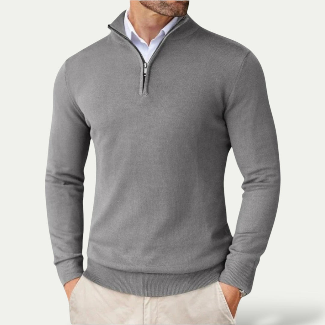 Pull Col Montant Homme Demi-Zip – Pull Doux Coupe Ajustée, Élégant et Chaud pour l&