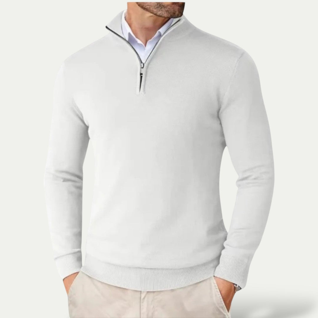 Pull Col Montant Homme Demi-Zip – Pull Doux Coupe Ajustée, Élégant et Chaud pour l&