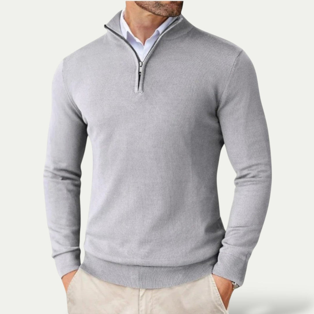 Pull Col Montant Homme Demi-Zip – Pull Doux Coupe Ajustée, Élégant et Chaud pour l&