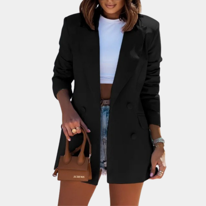 Evie Blazer Femme – Blazer Mi-Long Élégant en Tissu Premium Disponible en Plusieurs Couleurs