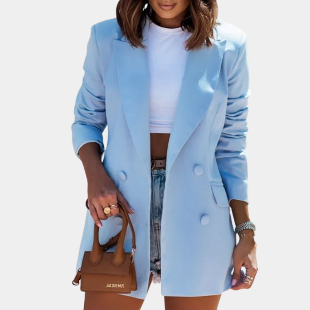 Evie Blazer Femme – Blazer Mi-Long Élégant en Tissu Premium Disponible en Plusieurs Couleurs
