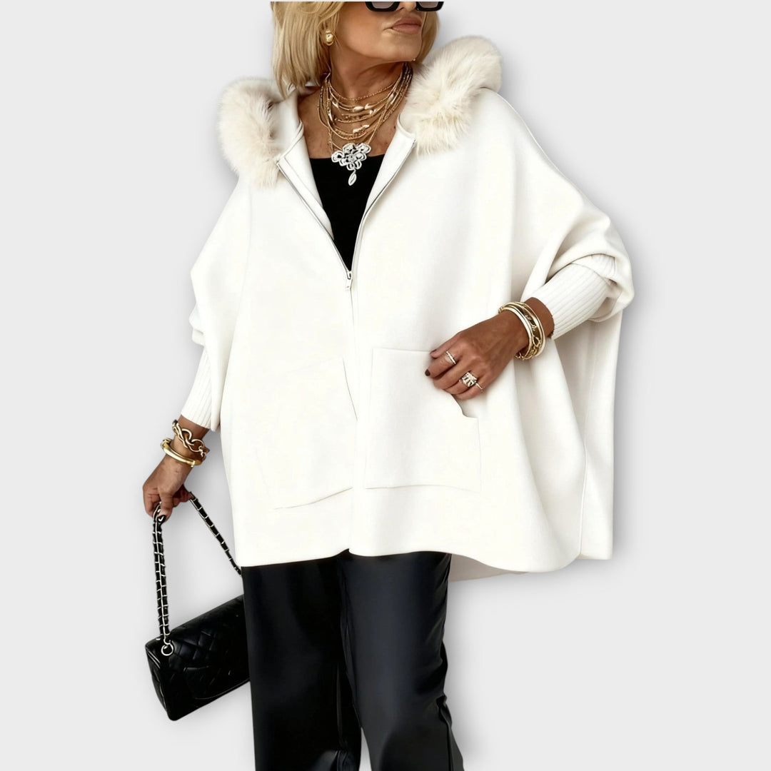 Manteau à Capuche en Fourrure Synthétique de Luxe