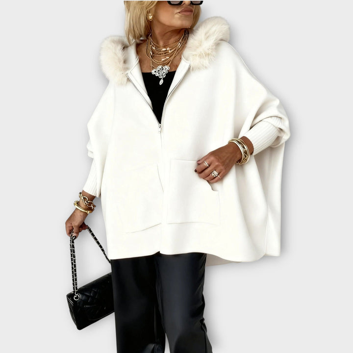 Manteau à Capuche en Fourrure Synthétique de Luxe