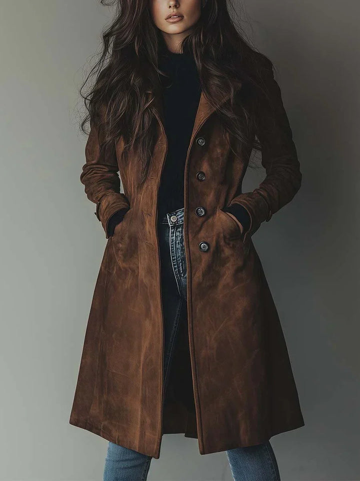 Manteau Trench en Suède Synthétique Vintage