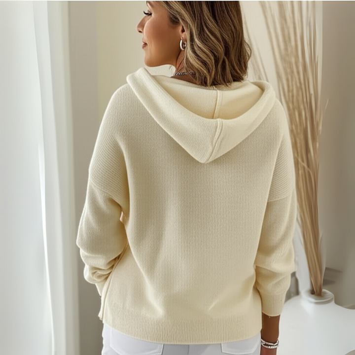 Cataleya Cardigan Femme Capuche – Maille Douce Effet Cachemire &amp; Coupe Droite Élégante