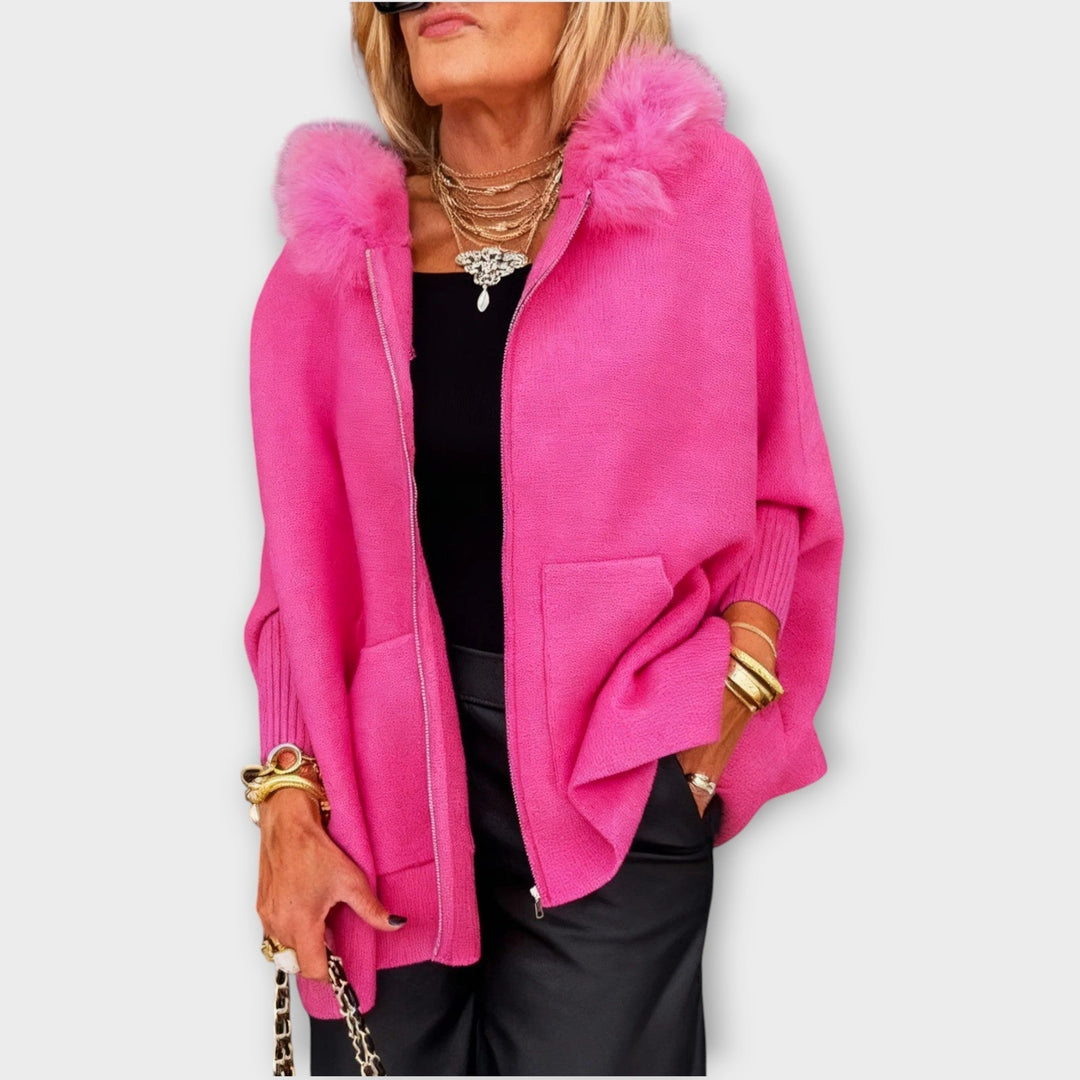 Manteau à Capuche en Fourrure Synthétique de Luxe