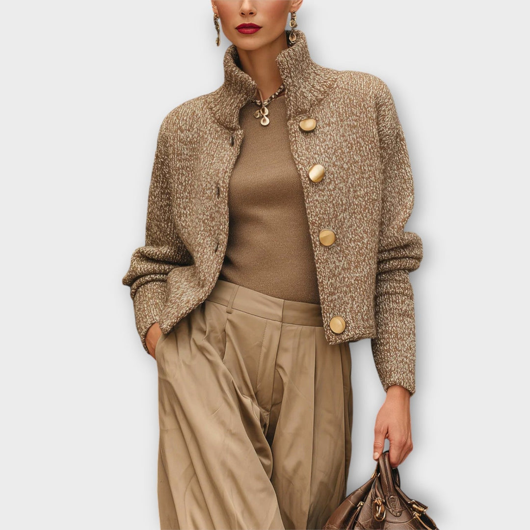 Veste en Maille Texturée avec Boutons Luxe