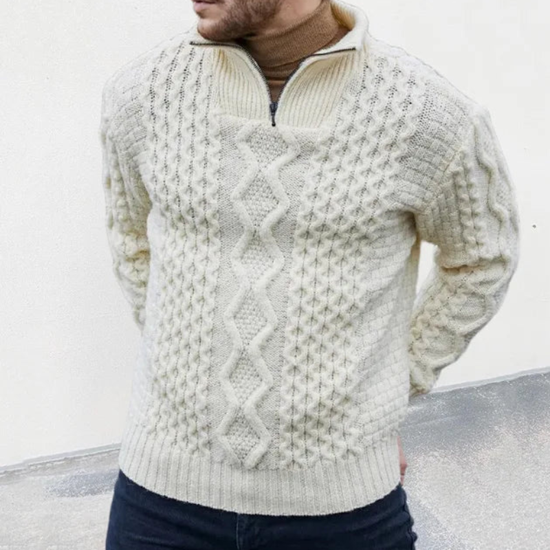 Bastien - Pull Col Roulé Zippé Maille Moderne Homme - Auvoire Paris