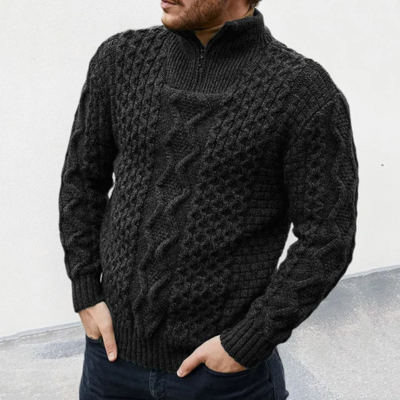 Bastien - Pull Col Roulé Zippé Maille Moderne Homme - Auvoire Paris