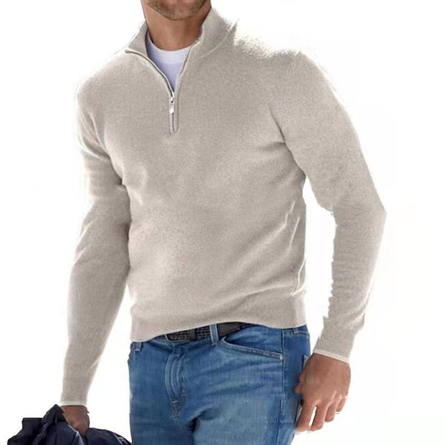 Pull Camionneur Homme Col Zippé – Pull Chic Coupe Ajustée, Chaud et Élégant pour l&
