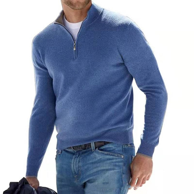 Pull Camionneur Homme Col Zippé – Pull Chic Coupe Ajustée, Chaud et Élégant pour l&
