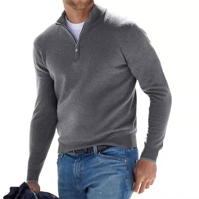 Pull Camionneur Homme Col Zippé – Pull Chic Coupe Ajustée, Chaud et Élégant pour l&