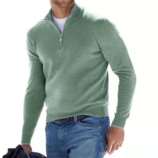 Pull Camionneur Homme Col Zippé – Pull Chic Coupe Ajustée, Chaud et Élégant pour l&