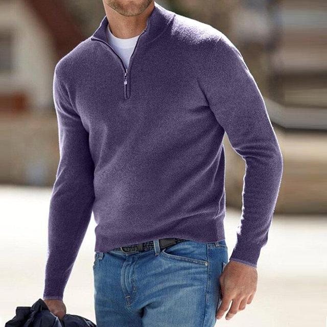 Pull Camionneur Homme Col Zippé – Pull Chic Coupe Ajustée, Chaud et Élégant pour l&