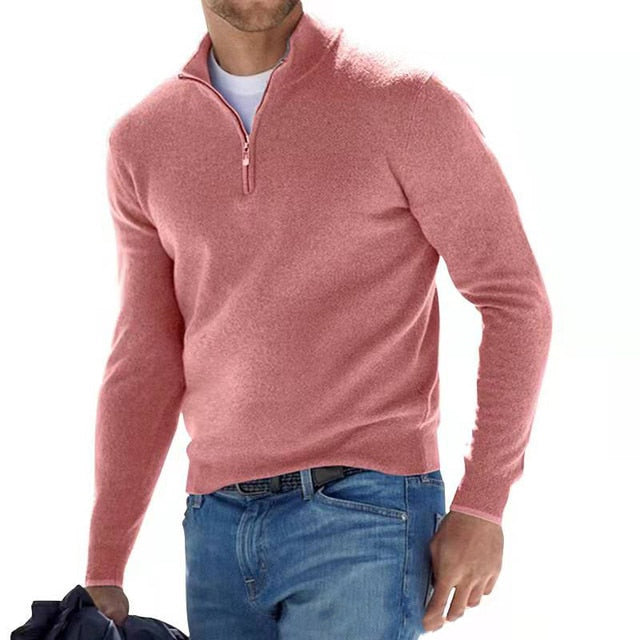 Pull Camionneur Homme Col Zippé – Pull Chic Coupe Ajustée, Chaud et Élégant pour l&