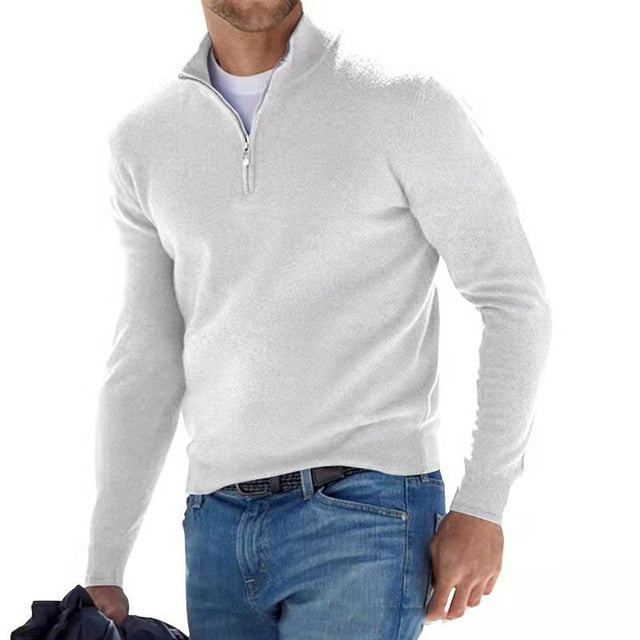 Pull Camionneur Homme Col Zippé – Pull Chic Coupe Ajustée, Chaud et Élégant pour l&