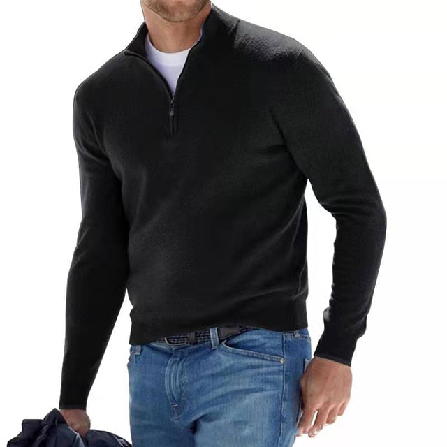 Pull Camionneur Homme Col Zippé – Pull Chic Coupe Ajustée, Chaud et Élégant pour l&
