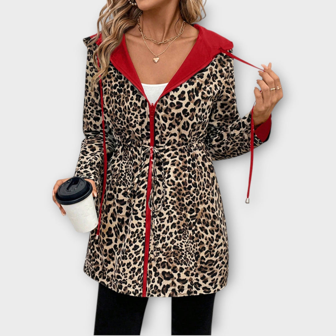 Manteau Réversible avec Capuche et Imprimé Léopard