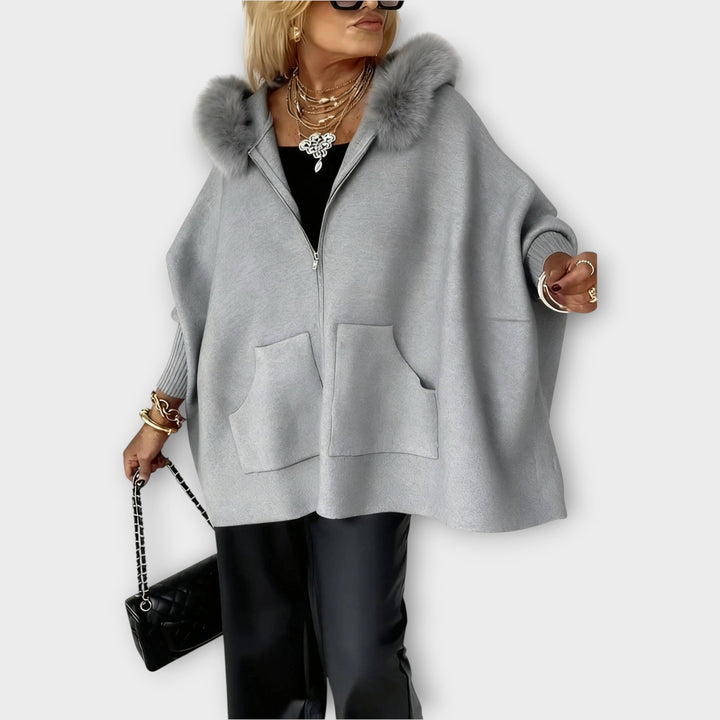 Manteau à Capuche en Fourrure Synthétique de Luxe