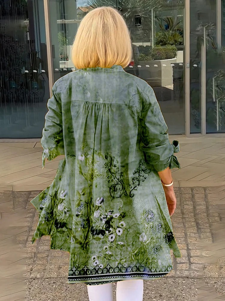 Florabel - Veste en Coton Imprimé avec Manches à Nœud