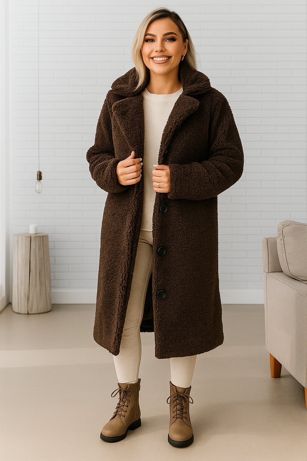Manteau Teddy Annelous – Manteau Long et Pelucheux pour l&