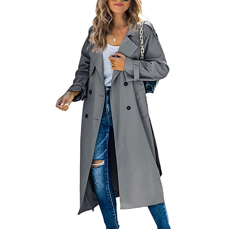 Brielle Trench Long Femme – Élégant, Léger &amp; Idéal pour Printemps et Automne
