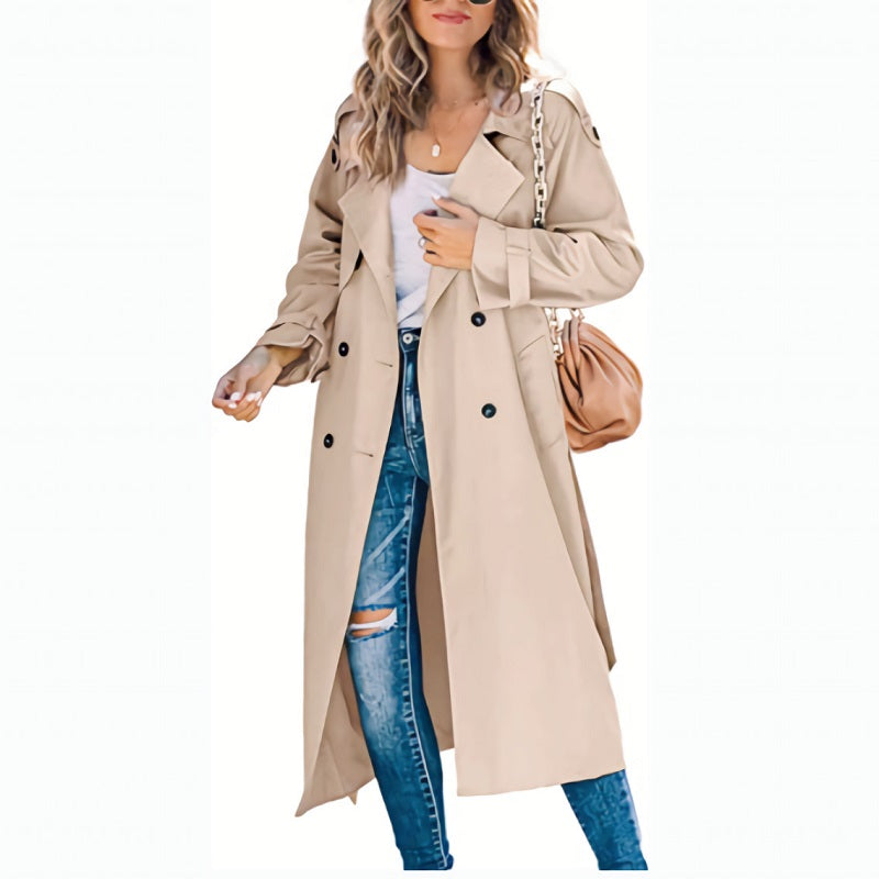 Brielle Trench Long Femme – Élégant, Léger &amp; Idéal pour Printemps et Automne