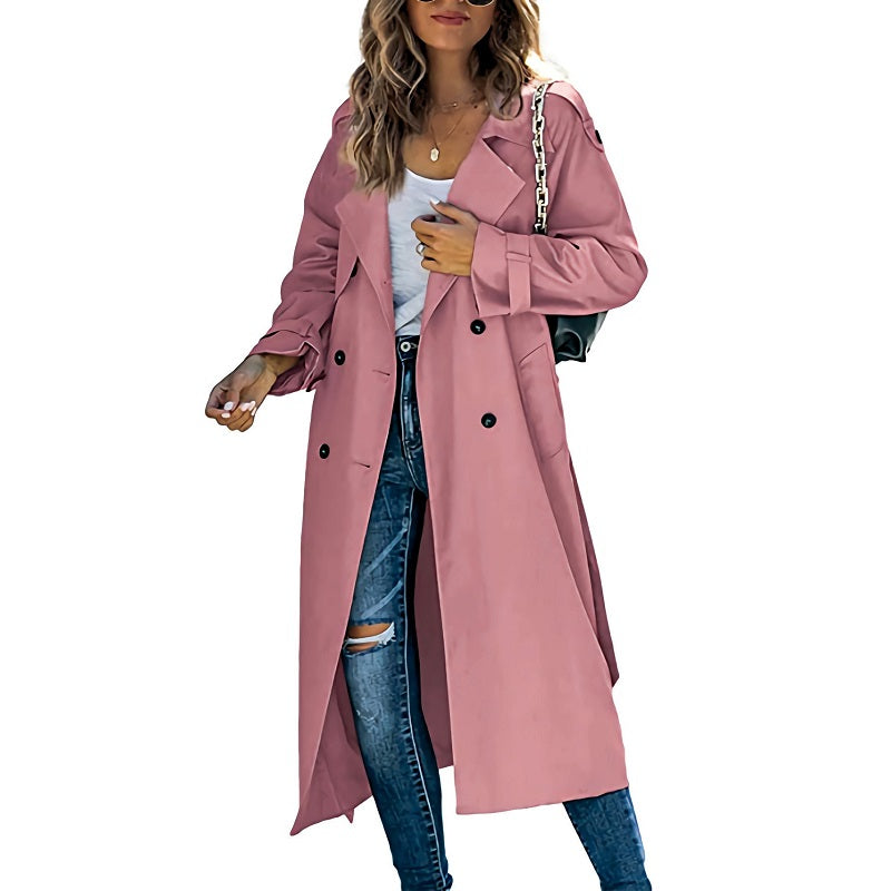 Brielle Trench Long Femme – Élégant, Léger &amp; Idéal pour Printemps et Automne