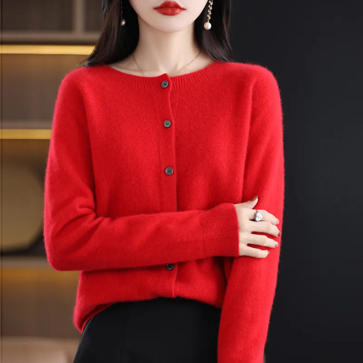 Rhea | Cardigan en Laine Mérinos Léger pour Femmes | Classique de Tous les Jours