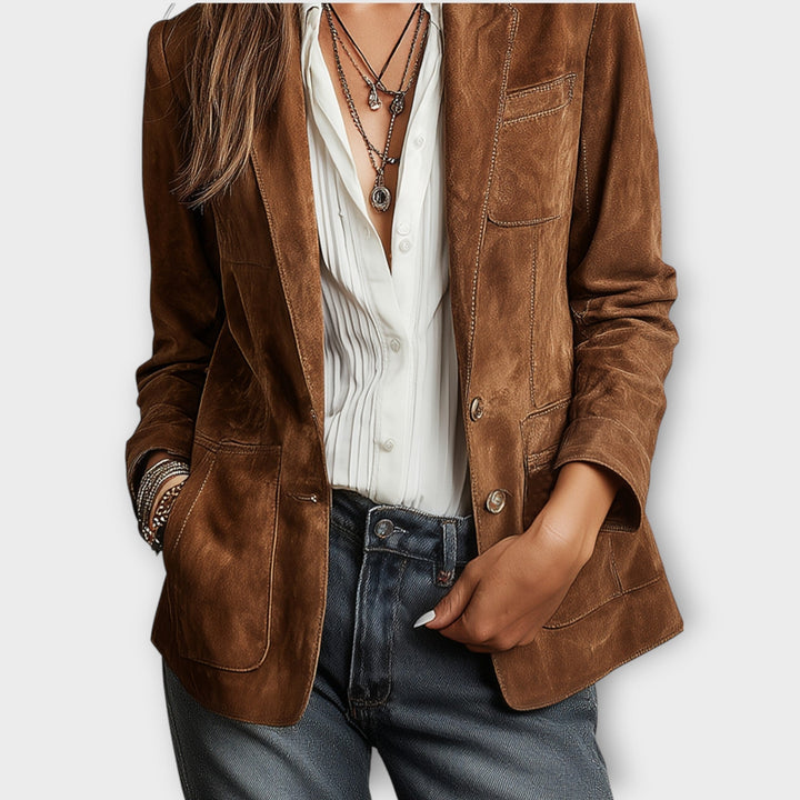 Blazer Vintage en Daim Marron